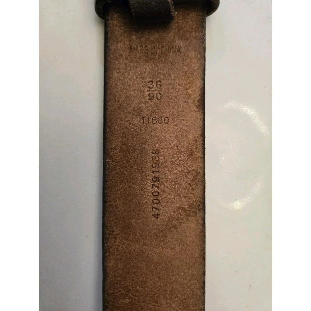 Polo Ralph Lauren Genuine Leather Belt Mens 36 Brown Silver Tone Buckle Pony